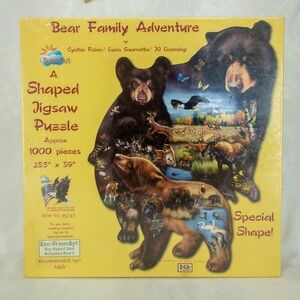 SunsOut Bear Family Adventure Shaped Jigsaw Puzzle 1000 Piece 25.5x39 Wildlife